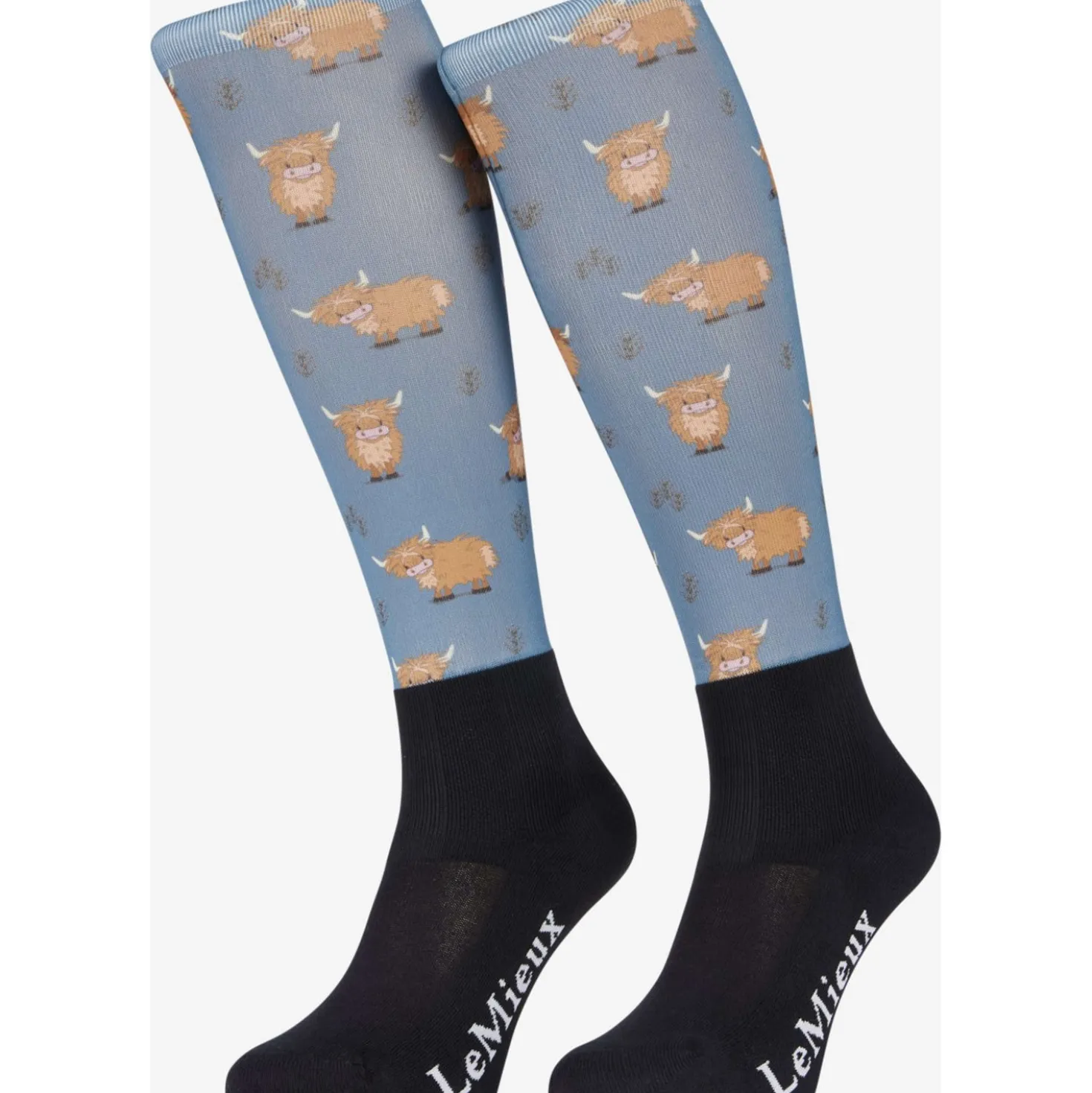 LeMieux Rijsokken Footsie Highland Cow/Aloe