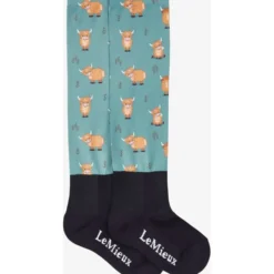 LeMieux Rijsokken Footsie Highland Cow/Aloe