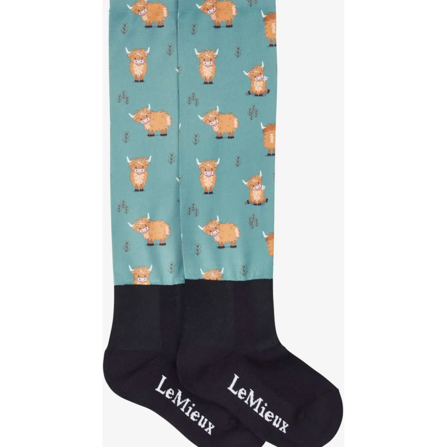 LeMieux Rijsokken Footsie Highland Cow/Aloe