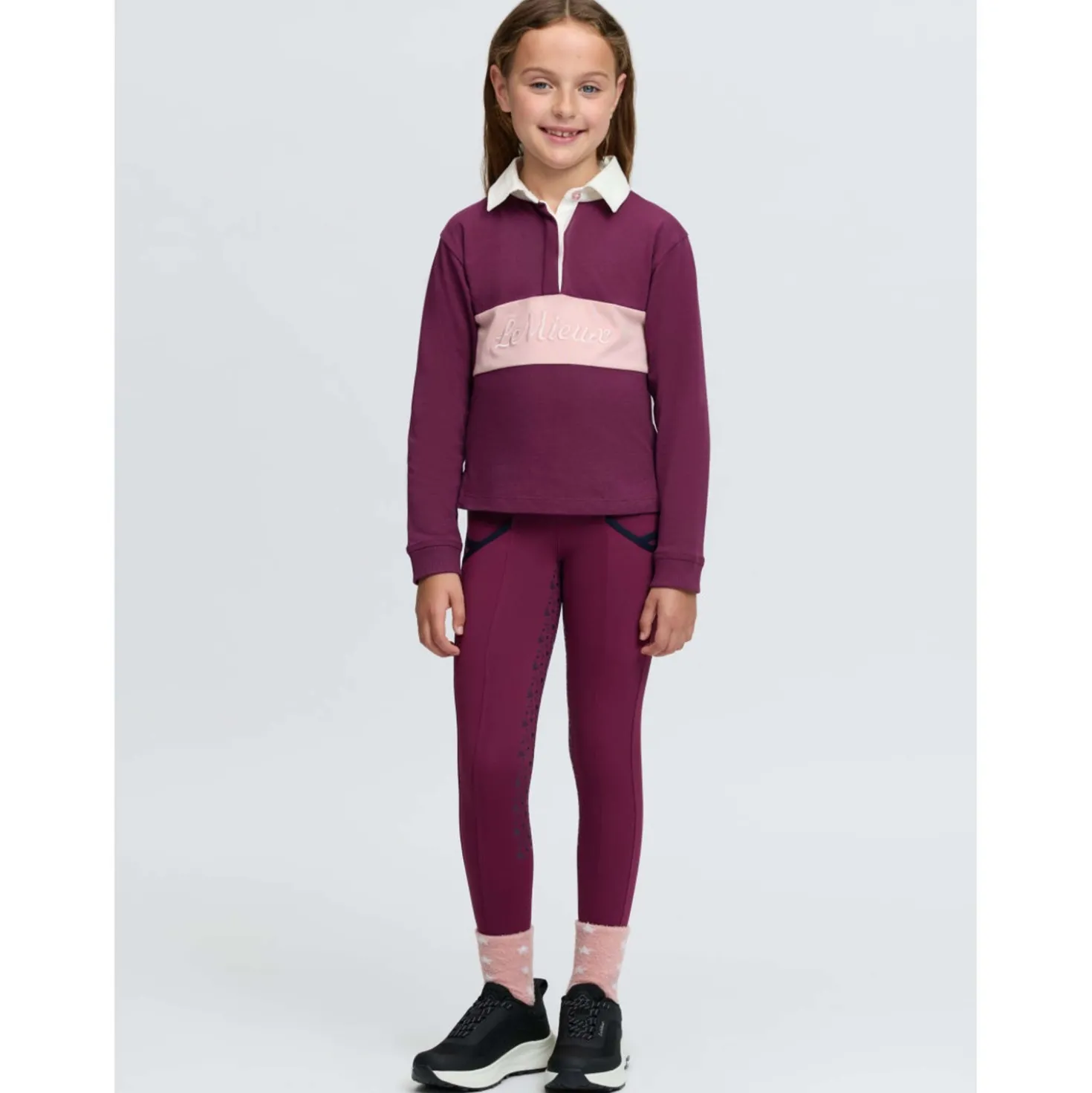LeMieux Shirt Roman Rugby Kids Blackberry