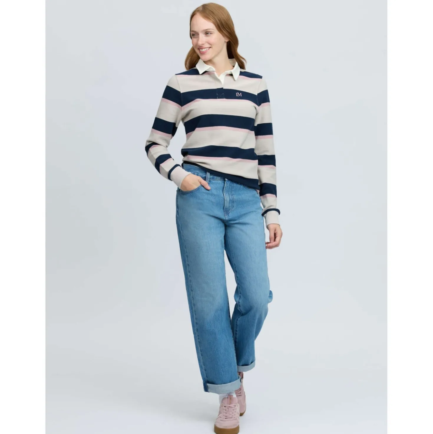 LeMieux Shirt Sloane Stripe Rugby Stone