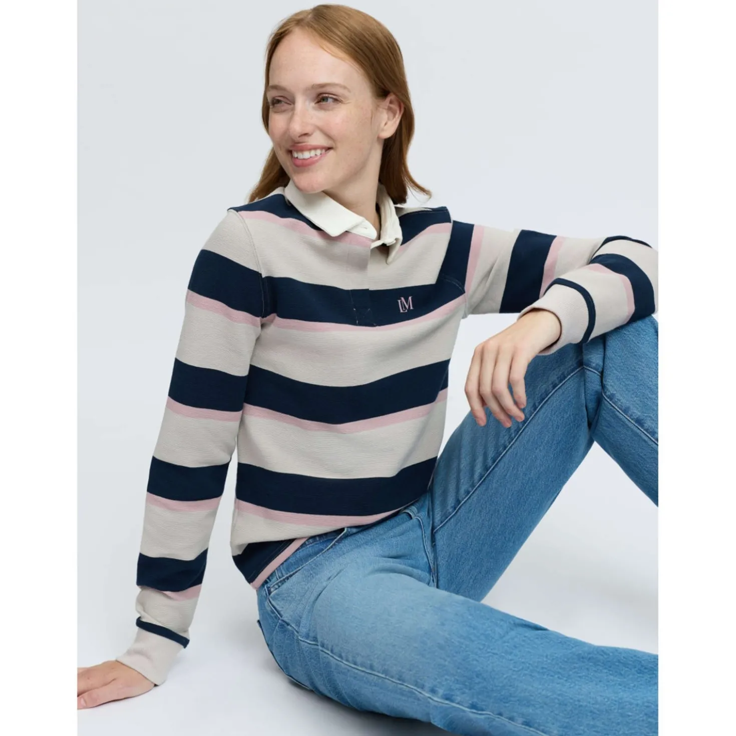 LeMieux Shirt Sloane Stripe Rugby Stone