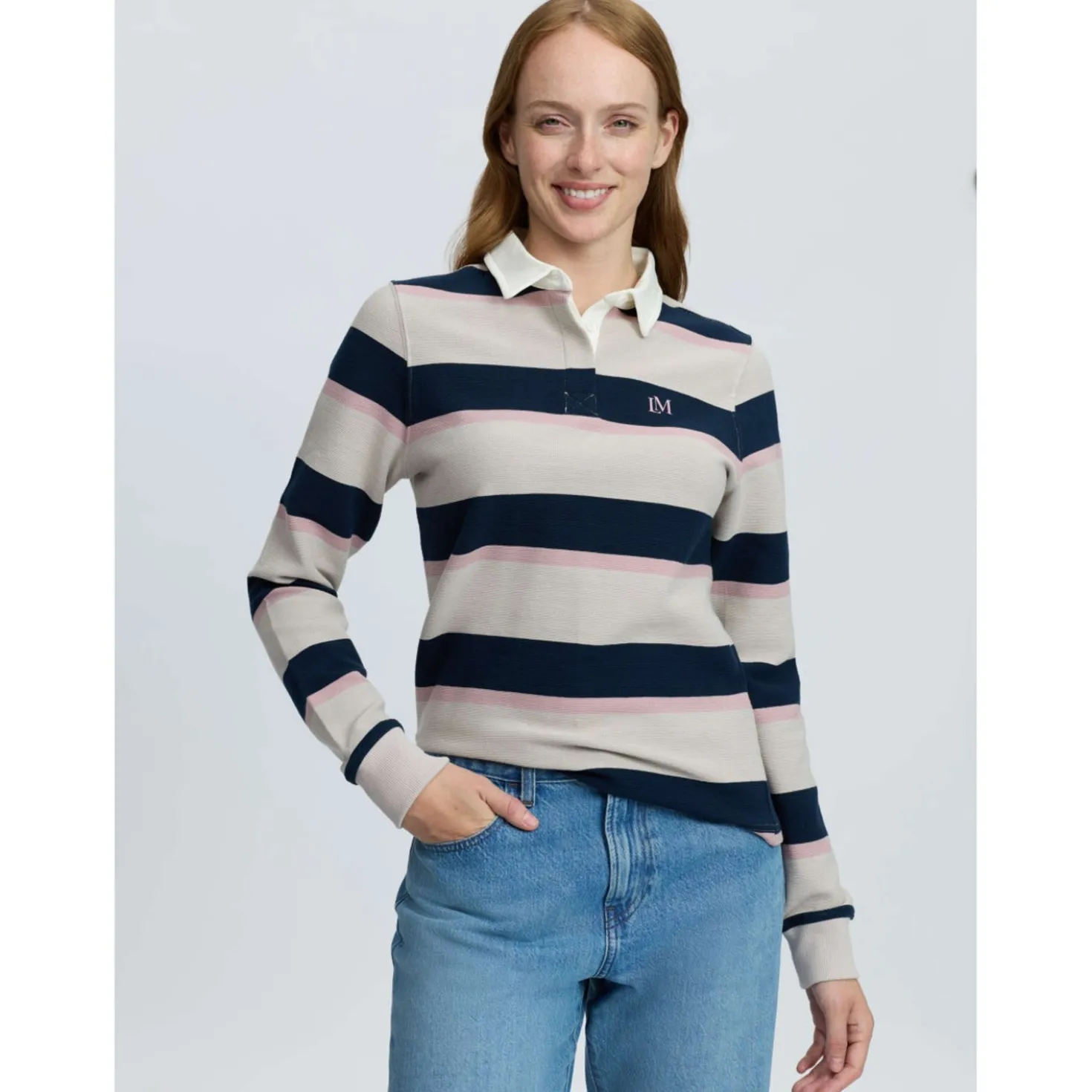 LeMieux Shirt Sloane Stripe Rugby Stone