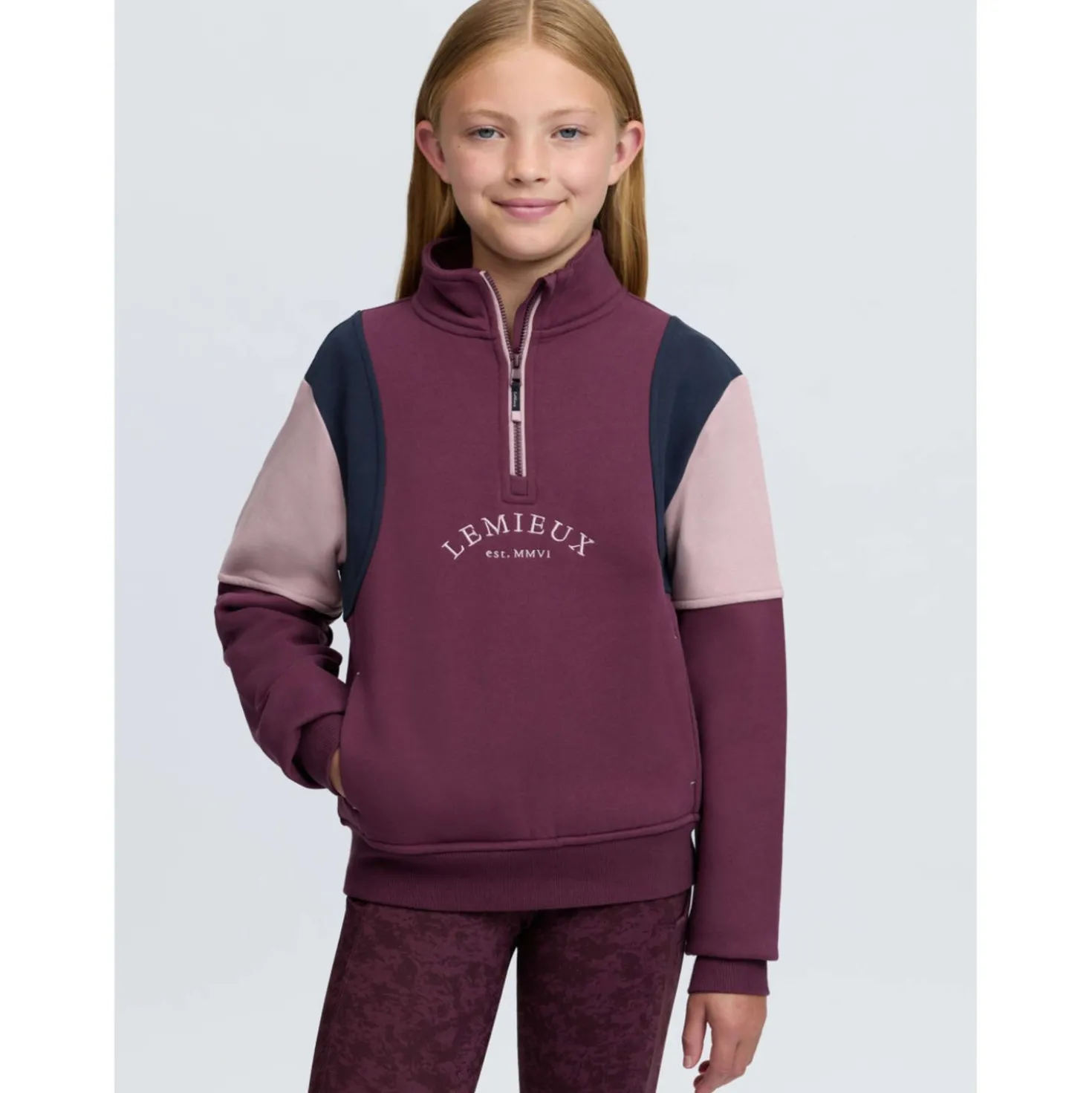 LeMieux Trui Viola Quarter Zip Kids Bramble
