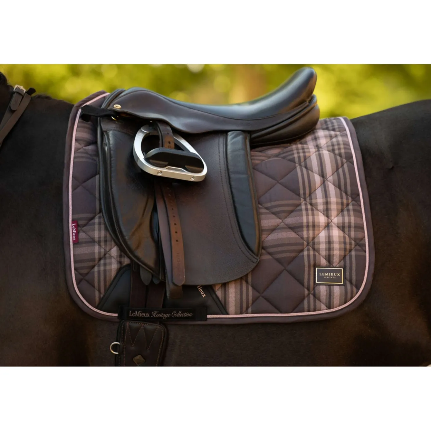 LeMieux Zadeldekje Heritage Check Square Dressuur Cocoa