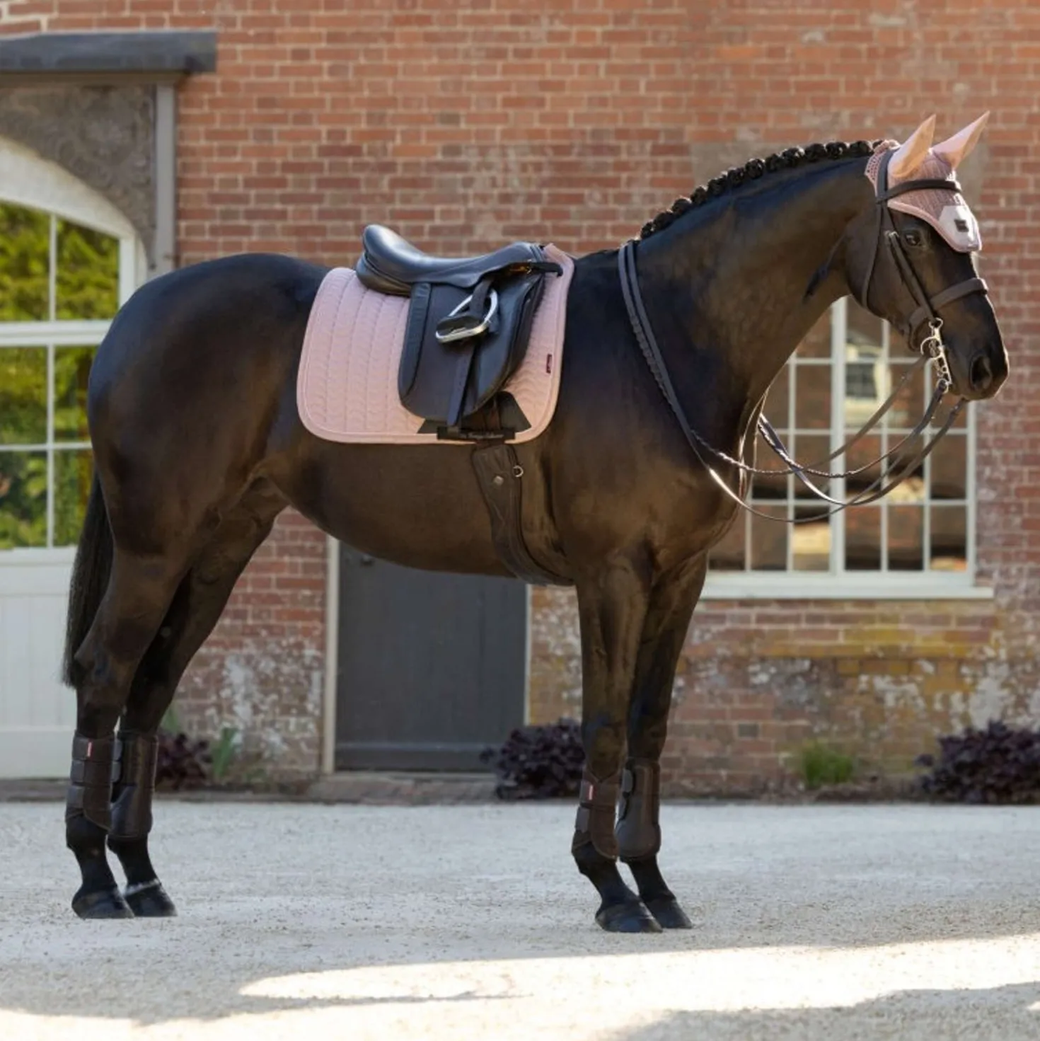 LeMieux Zadeldekje Heritage Herringbone Square Dressuur Wild Rose