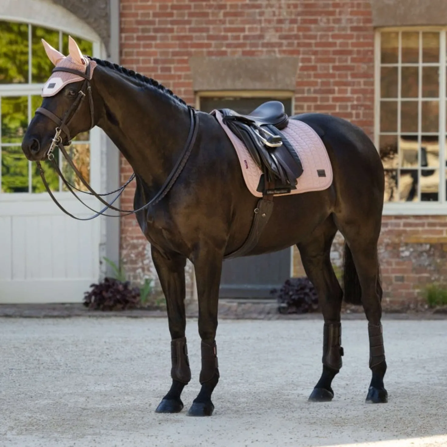 LeMieux Zadeldekje Heritage Herringbone Square Dressuur Wild Rose