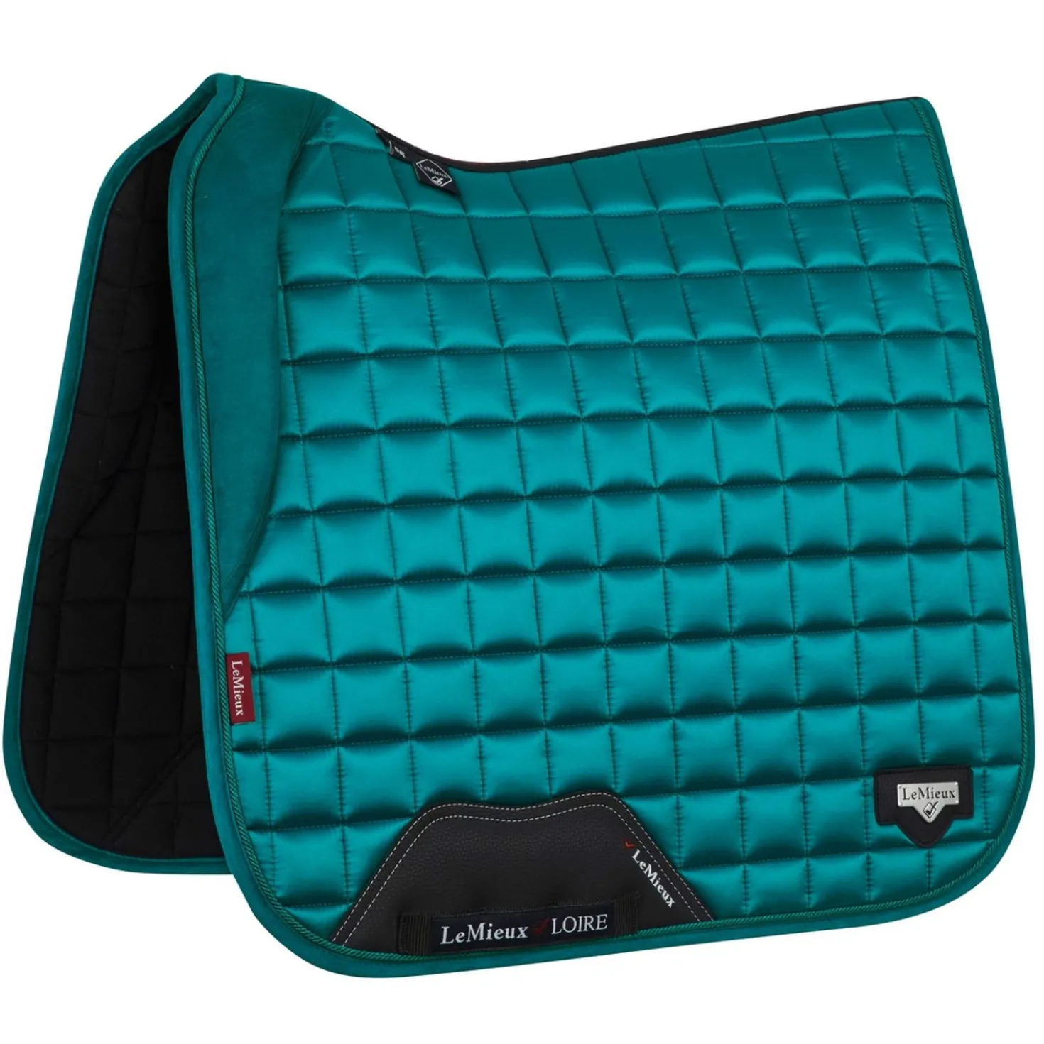 LeMieux Zadeldekje Loire Memory Satin Square Dressuur Peacock Green