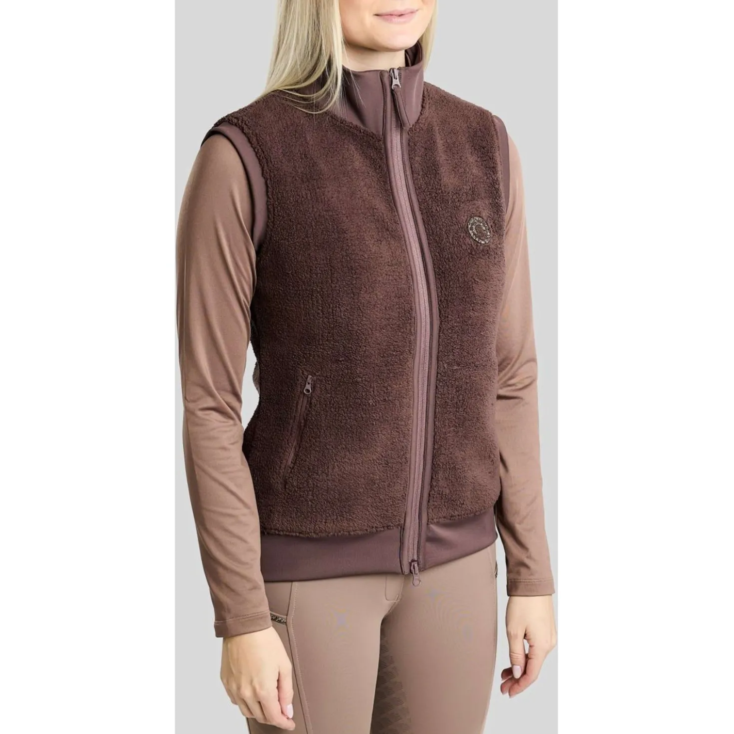 Montar Bodywarmer MoEbba Teddy Pile Golden Quartz Black Peony