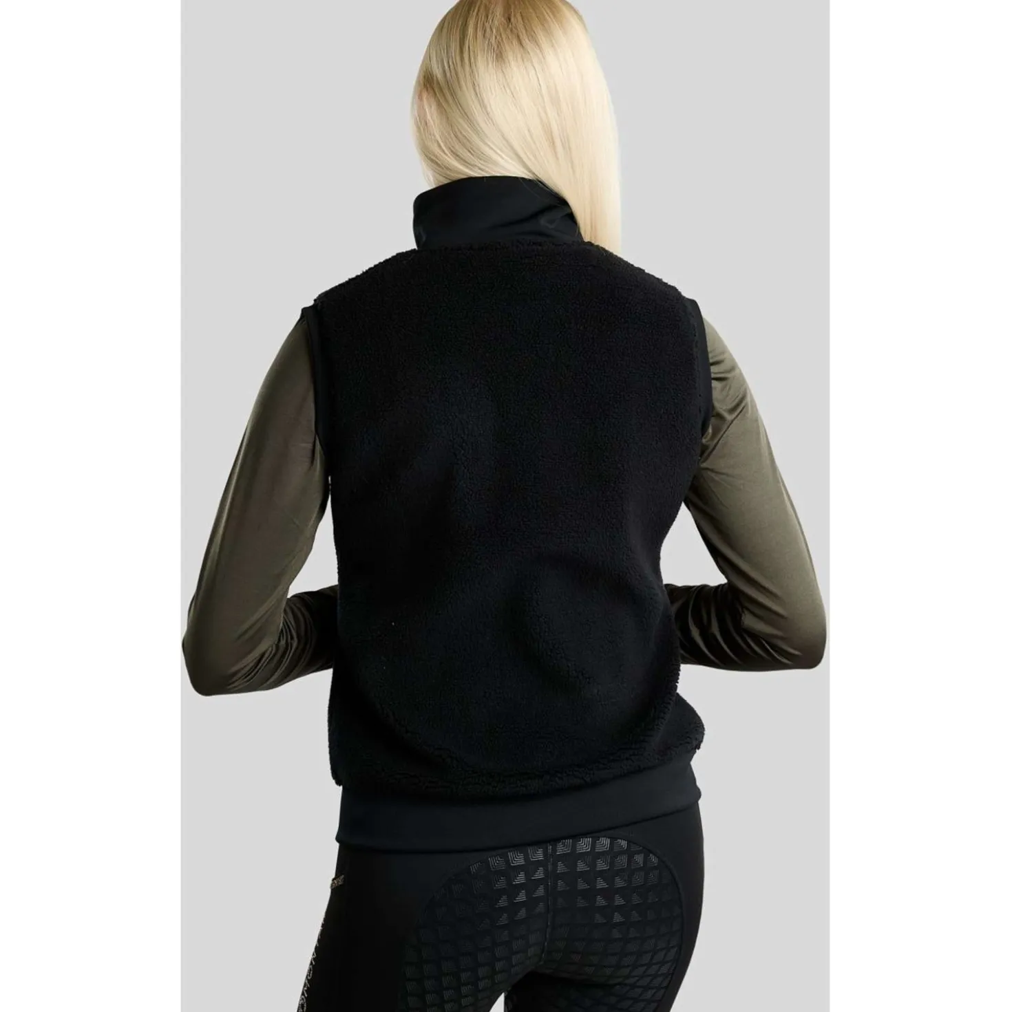 Montar Bodywarmer MoEbba Teddy Pile Golden Quartz Zwart