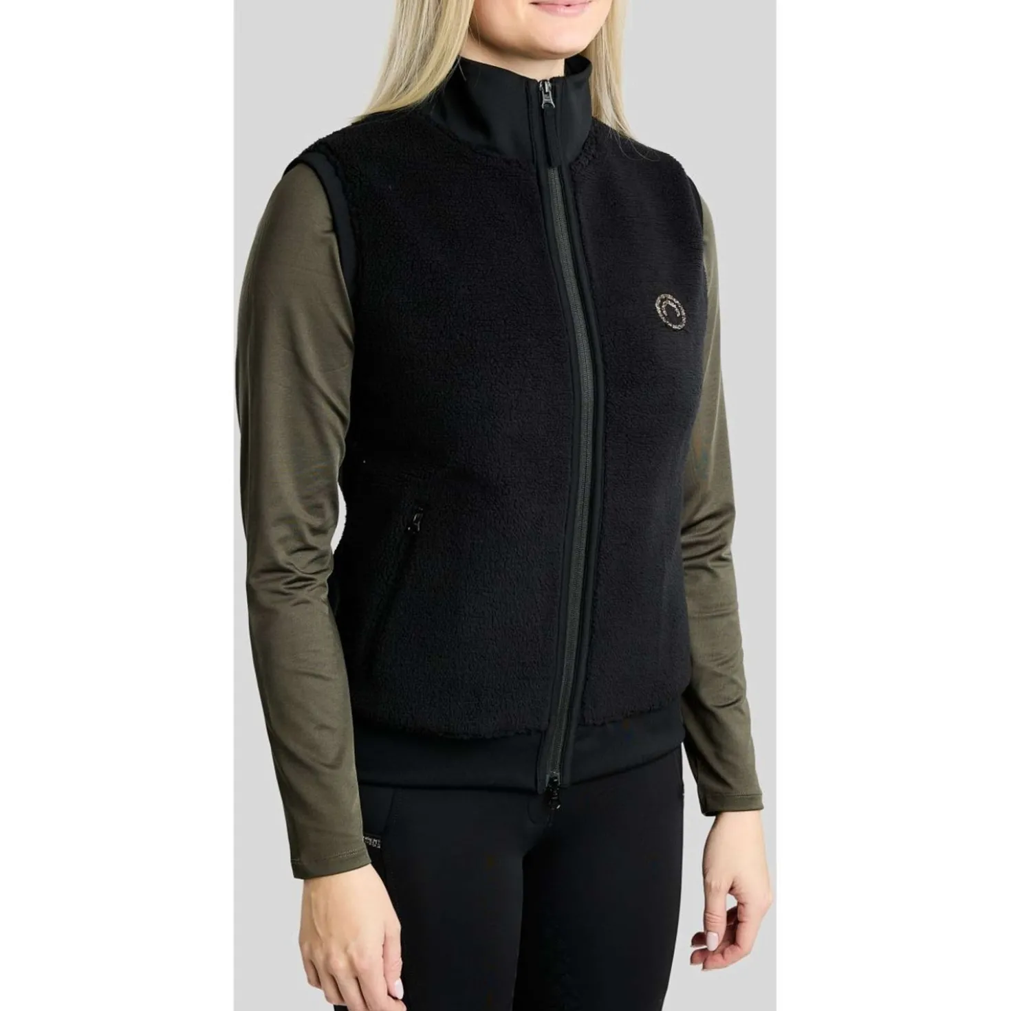 Montar Bodywarmer MoEbba Teddy Pile Golden Quartz Zwart