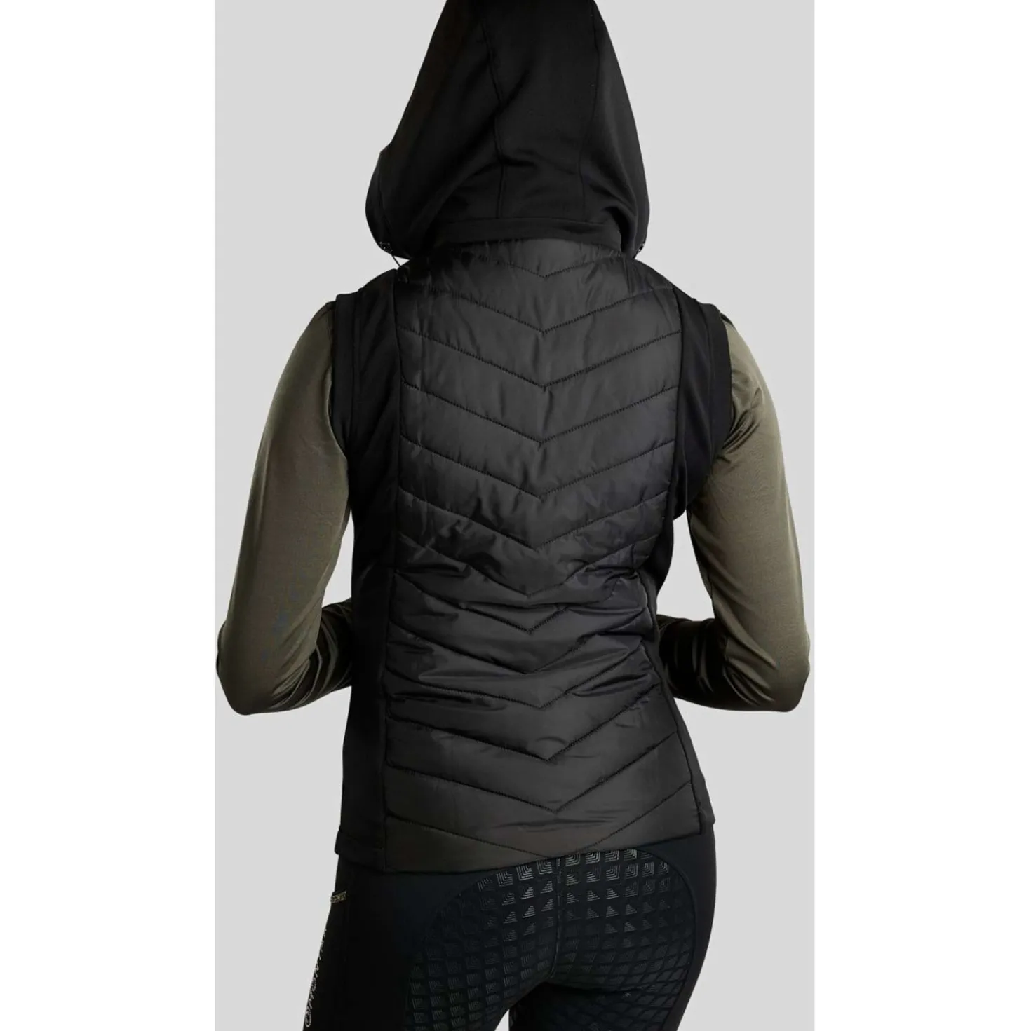 Montar Bodywarmer MoEverline Hybrid Detachable Hood Golden Quartz Crystals Zwart