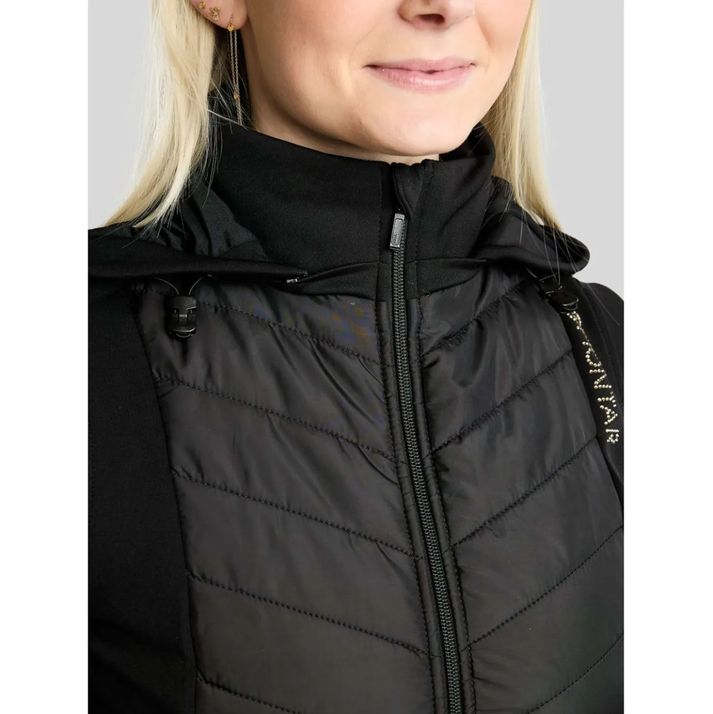 Montar Bodywarmer MoEverline Hybrid Detachable Hood Golden Quartz Crystals Zwart