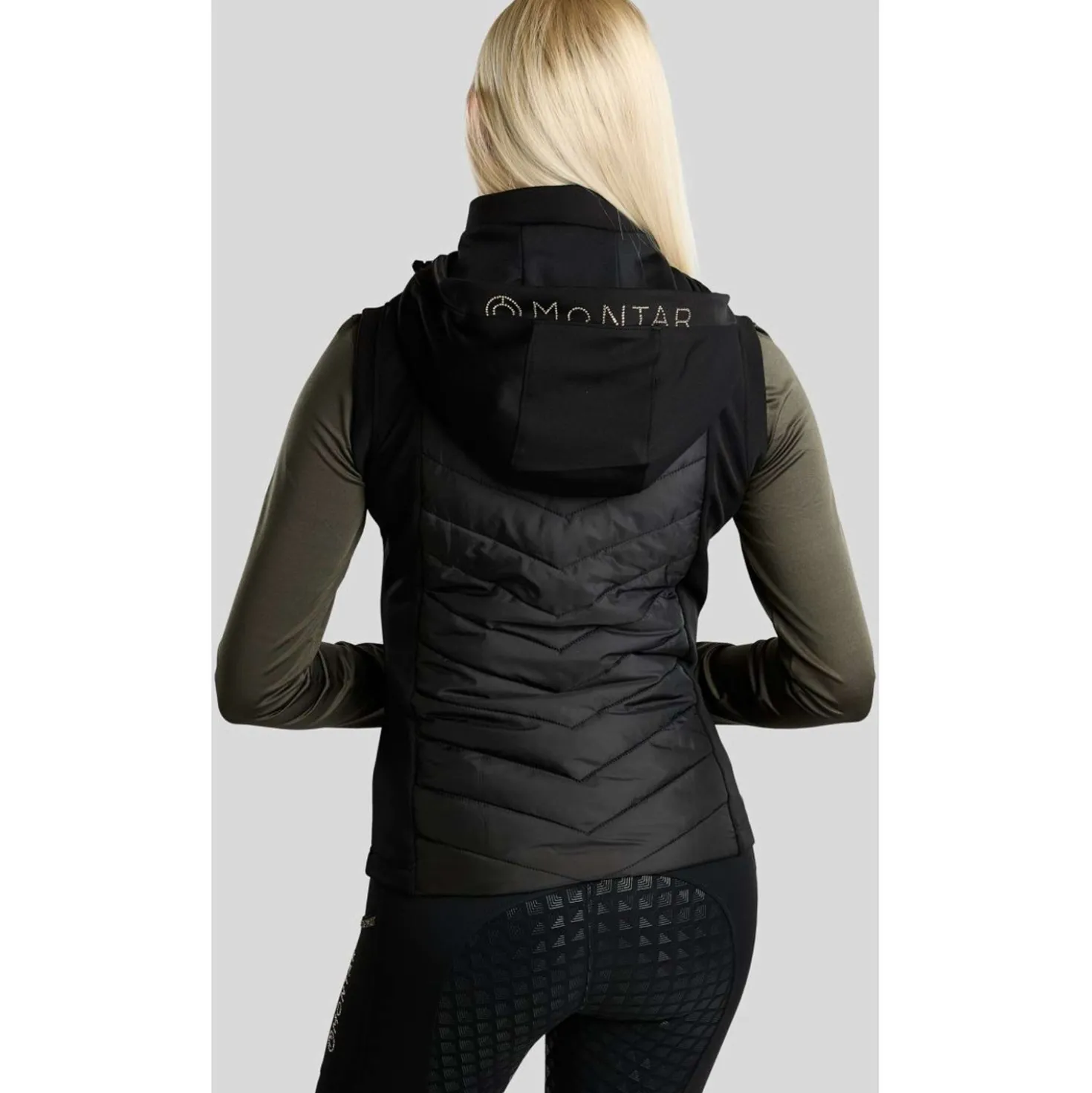 Montar Bodywarmer MoEverline Hybrid Detachable Hood Golden Quartz Crystals Zwart