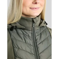 Montar Bodywarmer MoEverline Hybrid Detachable Hood Golden Quartz Crystals Forest Green