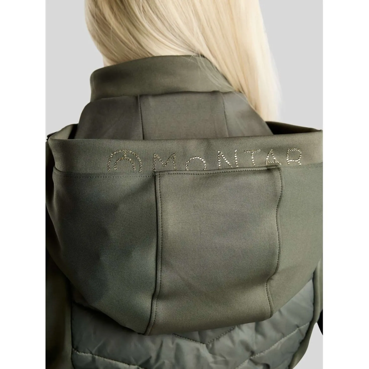 Montar Bodywarmer MoEverline Hybrid Detachable Hood Golden Quartz Crystals Forest Green
