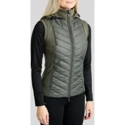 Montar Bodywarmer MoEverline Hybrid Detachable Hood Golden Quartz Crystals Forest Green