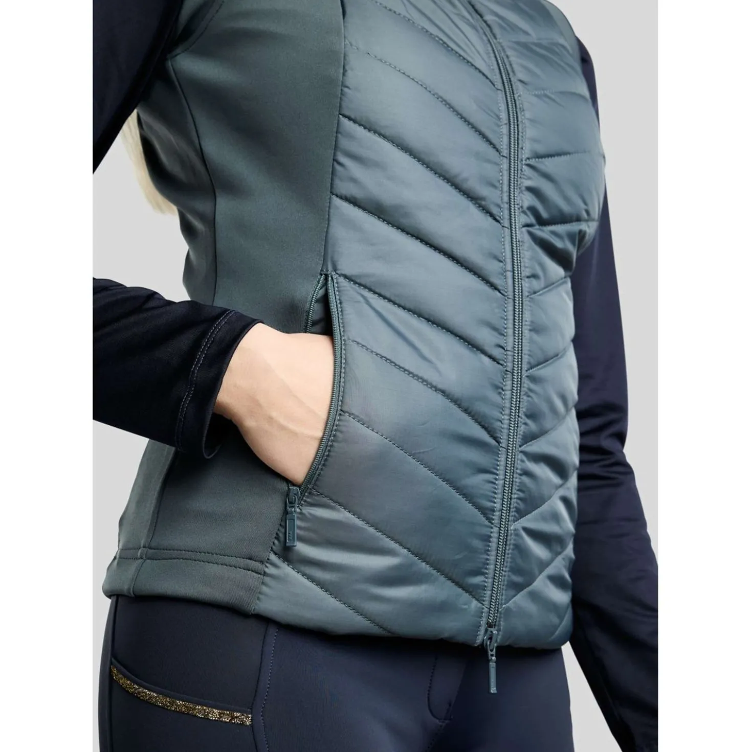 Montar Bodywarmer MoEverline Hybrid Detachable Hood Golden Quartz Crystals Dark Slate