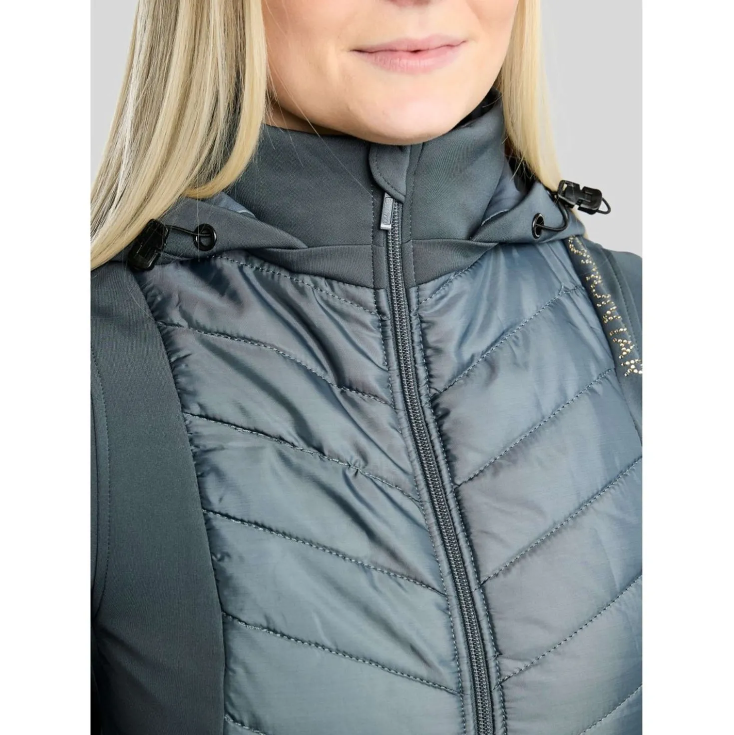 Montar Bodywarmer MoEverline Hybrid Detachable Hood Golden Quartz Crystals Dark Slate