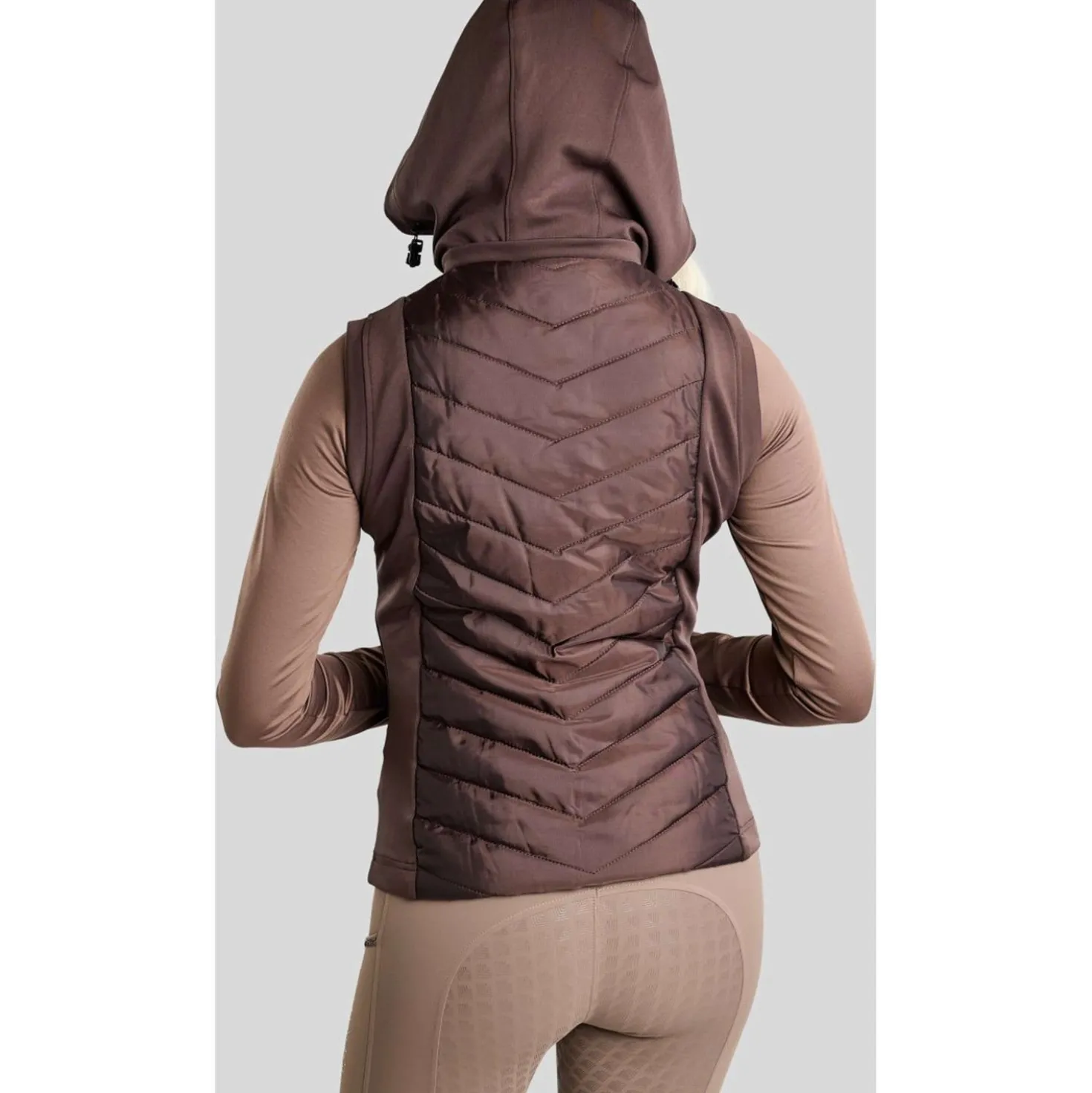 Montar Bodywarmer MoEverline Hybrid Detachable Hood Golden Quartz Crystals Black Peony