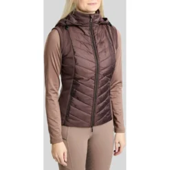 Montar Bodywarmer MoEverline Hybrid Detachable Hood Golden Quartz Crystals Black Peony