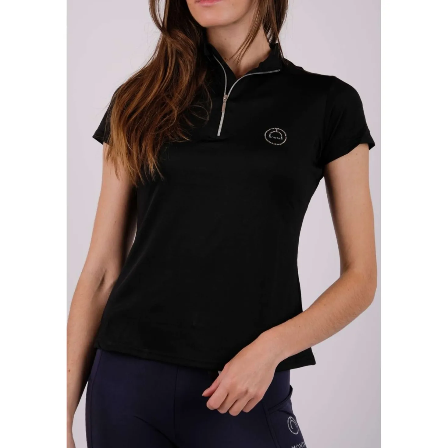 Montar Poloshirt Everly Crystal Logo Zwart