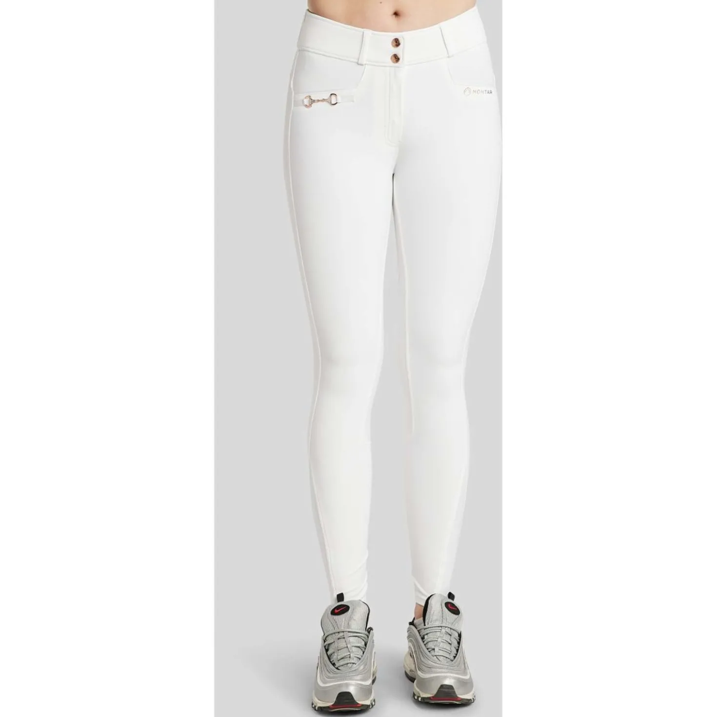 Montar Rijbroek Molly Rosegold Highwaist Full Grip Wit