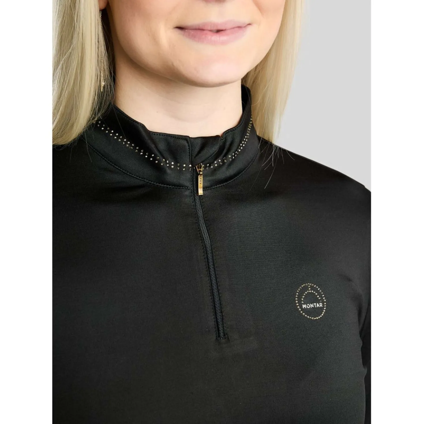 Montar Shirt MoEverline Golden Quartz Crystals Lange Mouwen Zwart