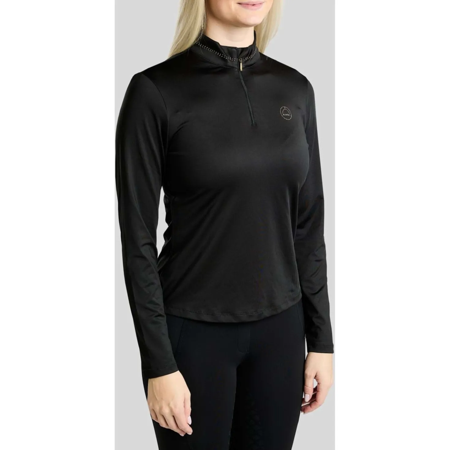 Montar Shirt MoEverline Golden Quartz Crystals Lange Mouwen Zwart