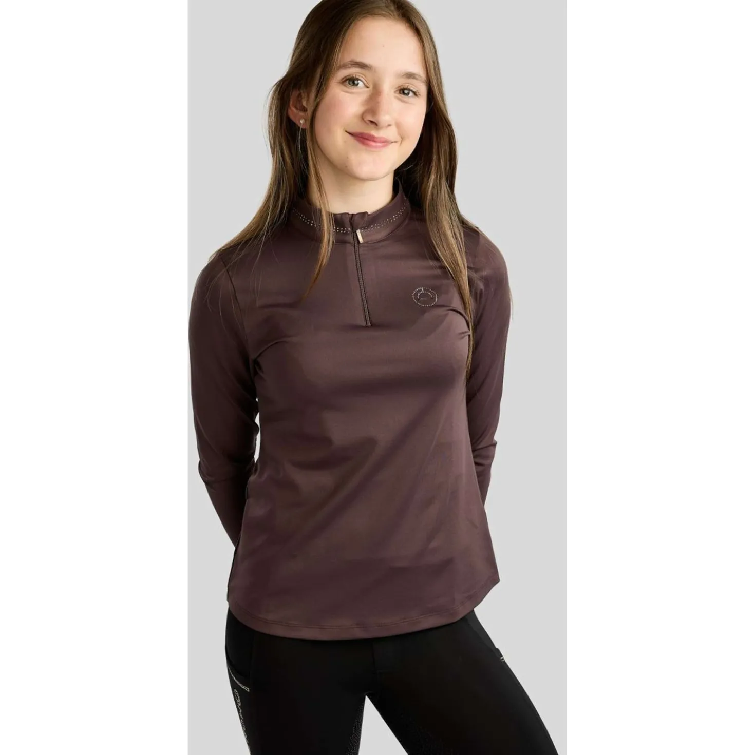 Montar Shirt MoEverline Golden Quartz Crystals Kids Lange Mouwen Black Peony