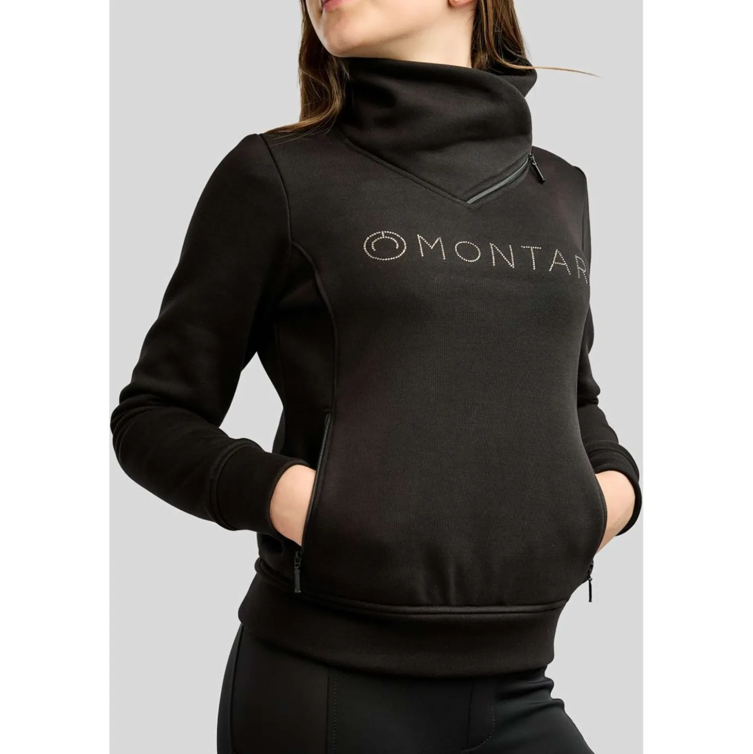 Montar Sweater MoNaja High Collar Golden Quartz Crystals Kids Zwart