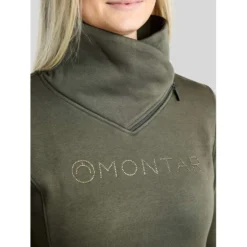 Montar Sweater MoNaja High Collar Golden Quartz Crystals Forest Green