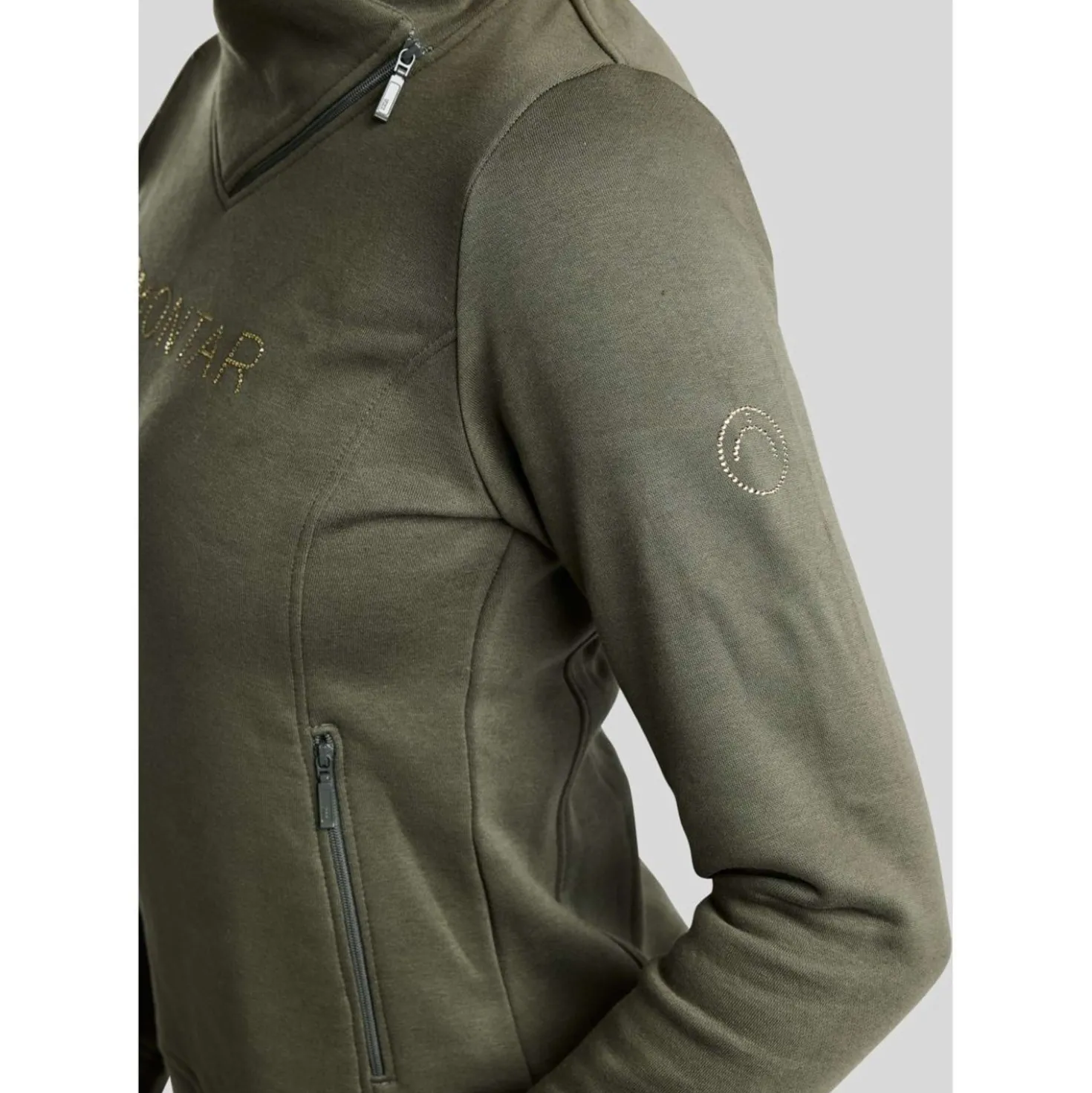 Montar Sweater MoNaja High Collar Golden Quartz Crystals Forest Green
