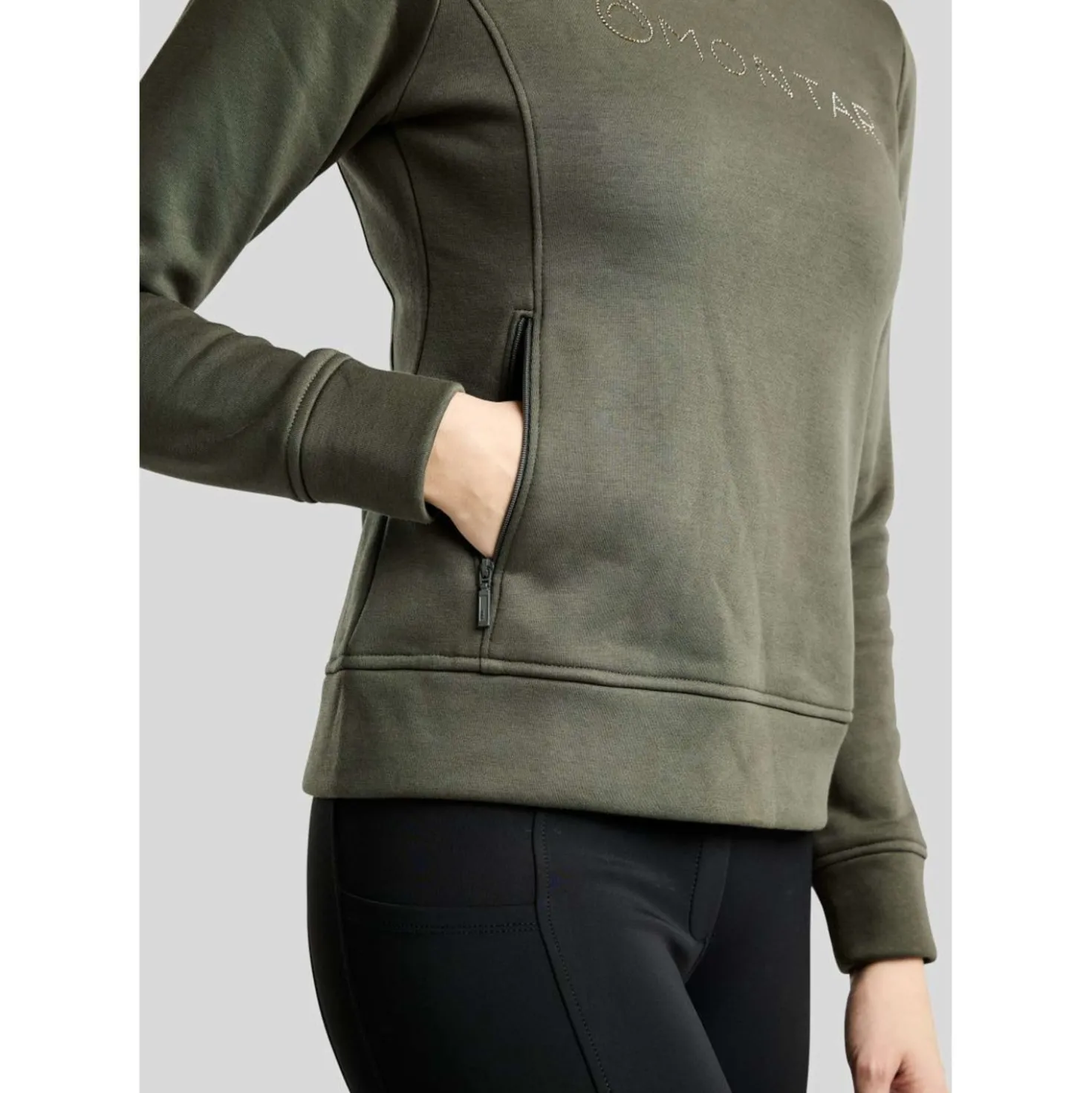 Montar Sweater MoNaja High Collar Golden Quartz Crystals Forest Green