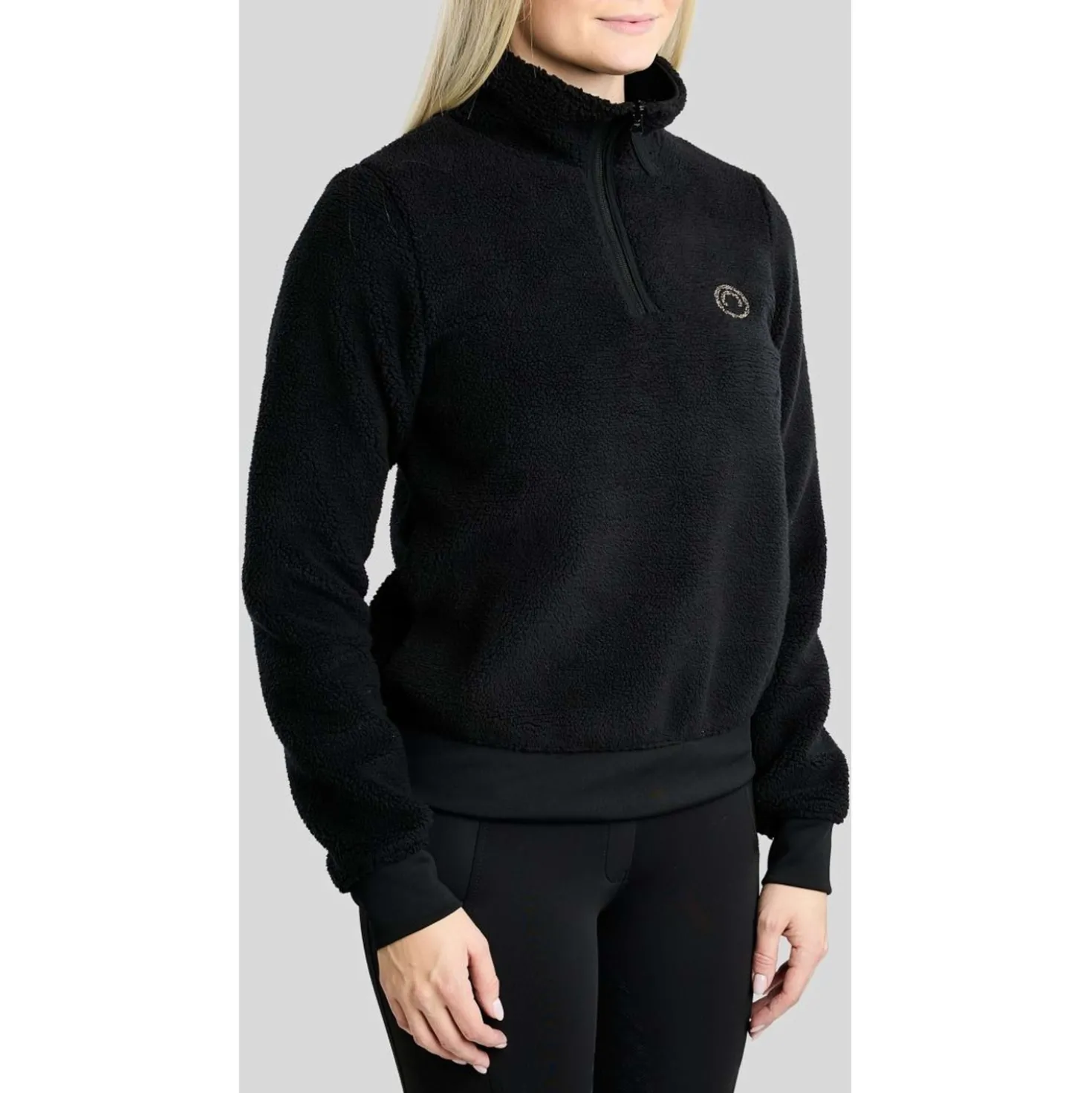 Montar Trui MoEbba Q-Zip Teddy Pile Golden Quartz Zwart