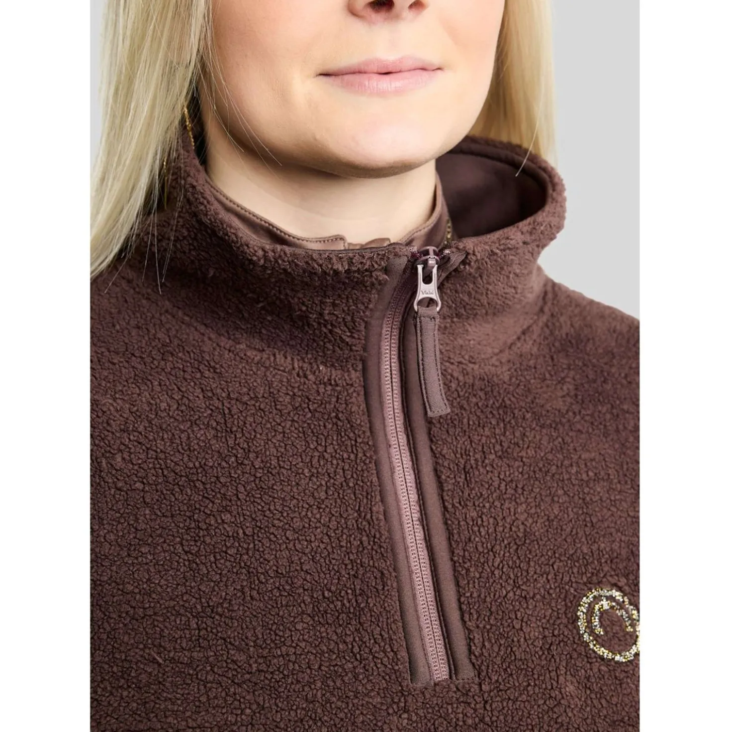 Montar Trui MoEbba Q-Zip Teddy Pile Golden Quartz Black Peony