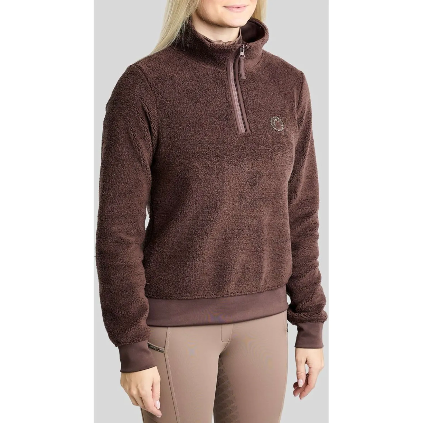 Montar Trui MoEbba Q-Zip Teddy Pile Golden Quartz Black Peony