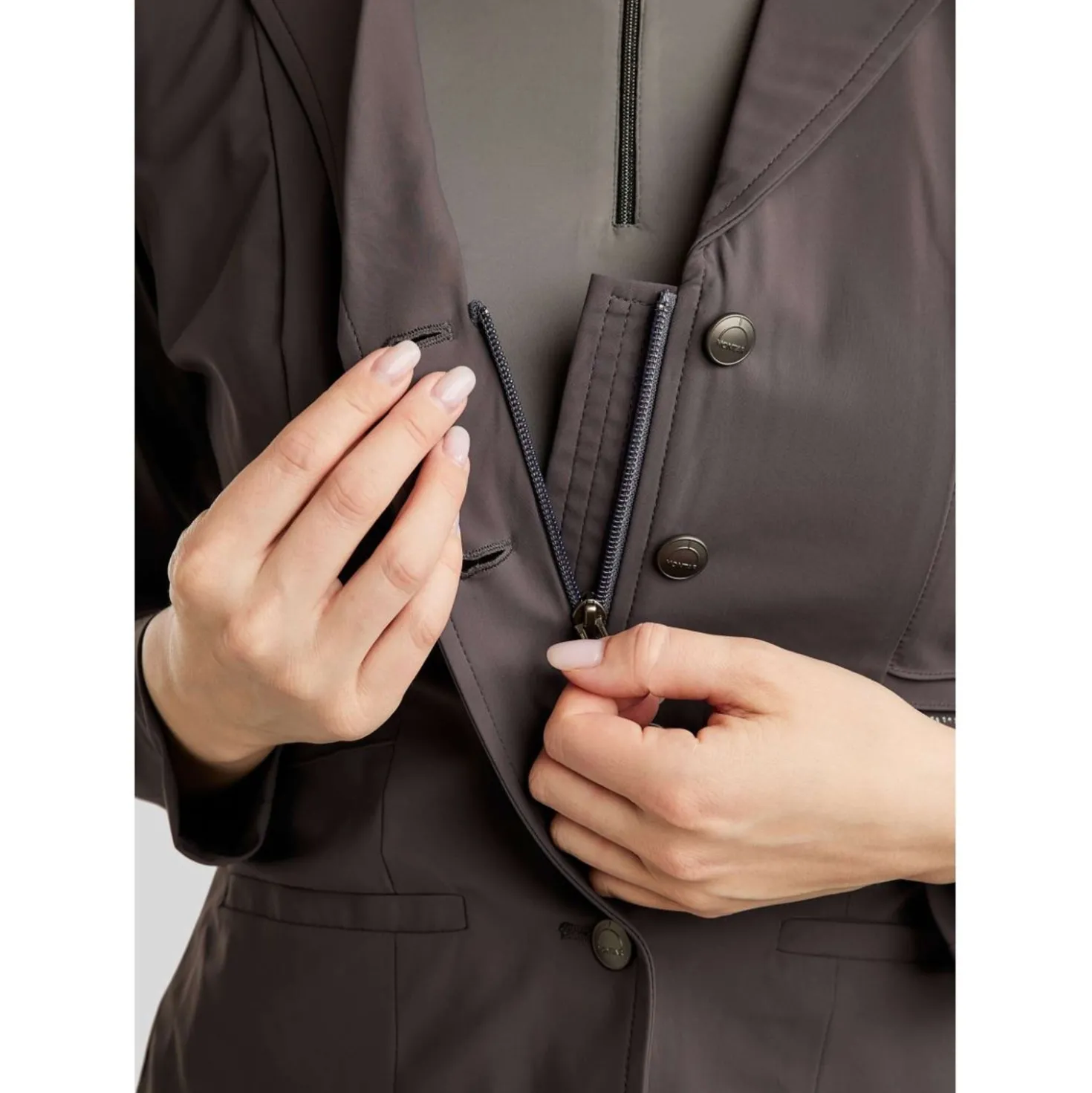 Montar Wedstrijdjasje MoPearl Pintucks Gun Metal Crystals Slate Grey