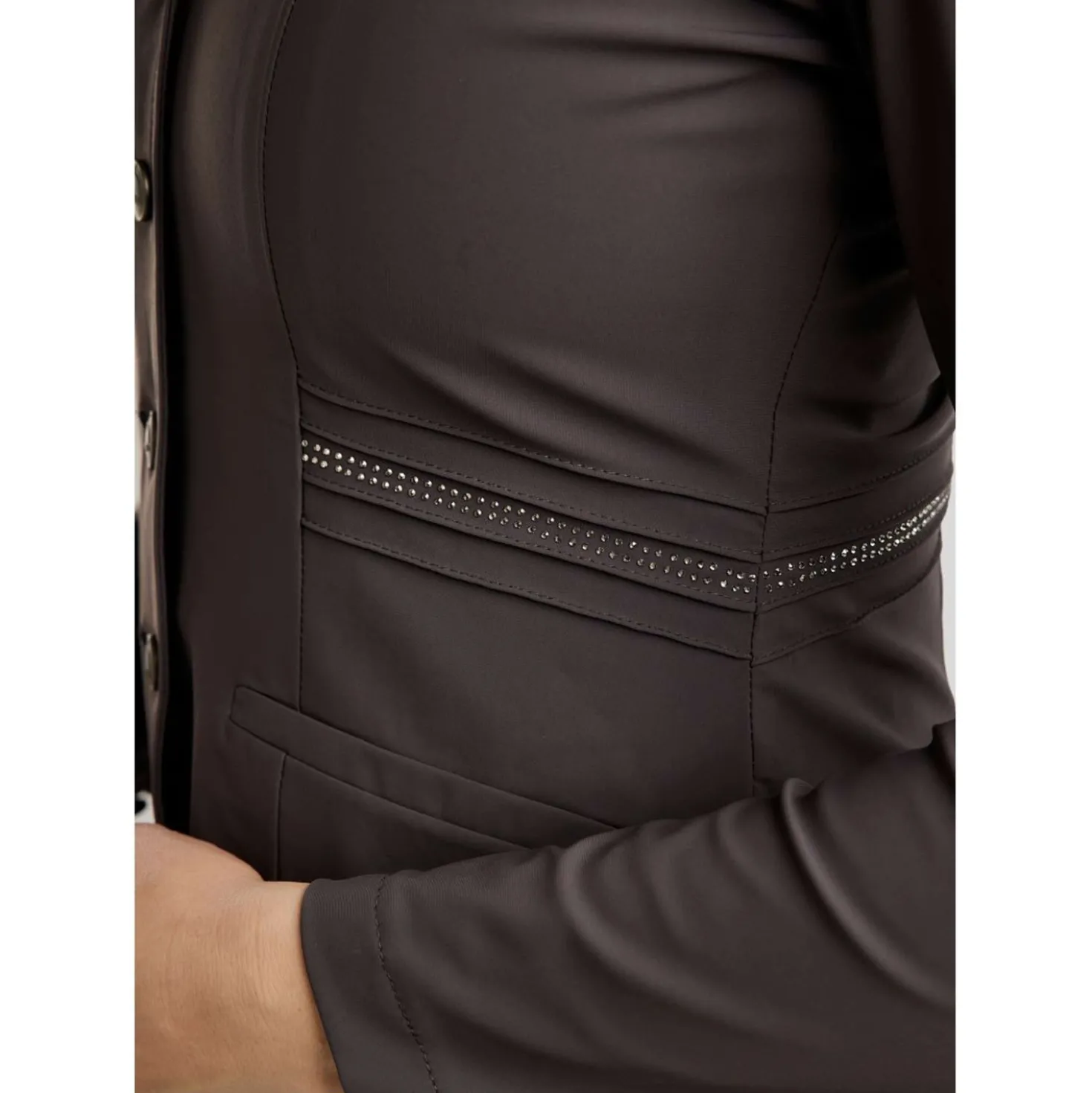 Montar Wedstrijdjasje MoPearl Pintucks Gun Metal Crystals Slate Grey