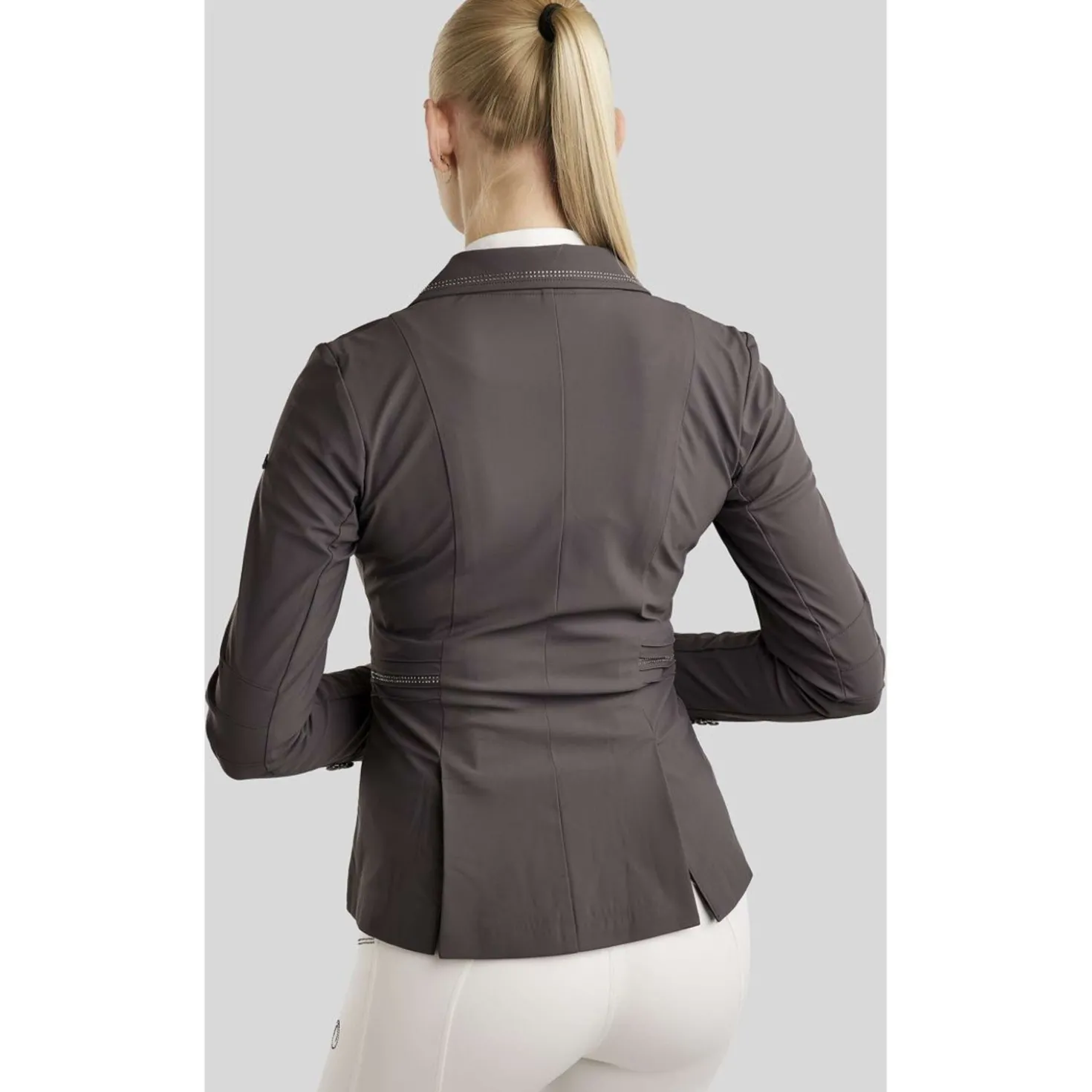 Montar Wedstrijdjasje MoPearl Pintucks Gun Metal Crystals Slate Grey