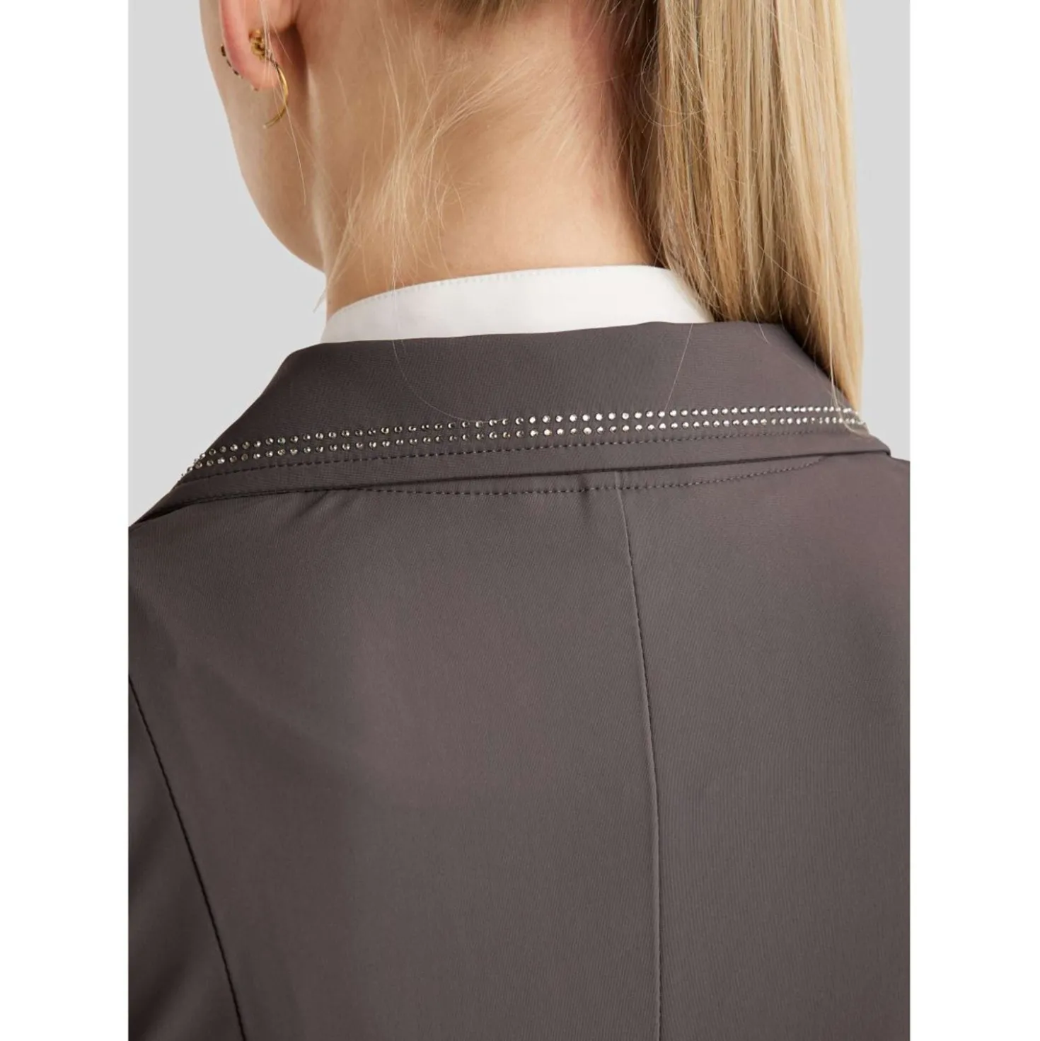 Montar Wedstrijdjasje MoPearl Pintucks Gun Metal Crystals Slate Grey