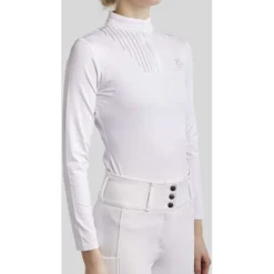 Montar Wedstrijdshirt MoRosie Pintucks Lange Mouwen Wit