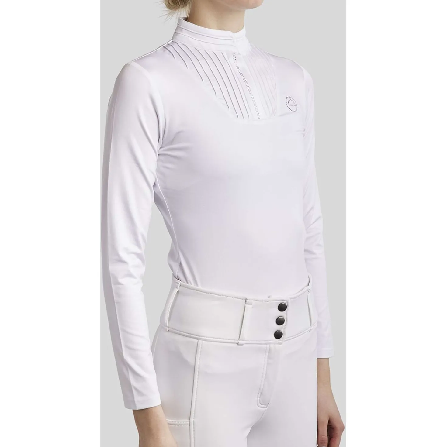 Montar Wedstrijdshirt MoRosie Pintucks Lange Mouwen Wit