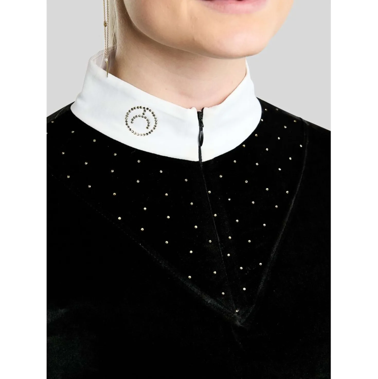 Montar Wedstrijdshirt MoValerie Velvet Golden Quartz Crystals Lange Mouwen Zwart