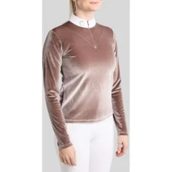 Montar Wedstrijdshirt MoValerie Velvet Golden Quartz Crystals Lange Mouwen Nougat Brown