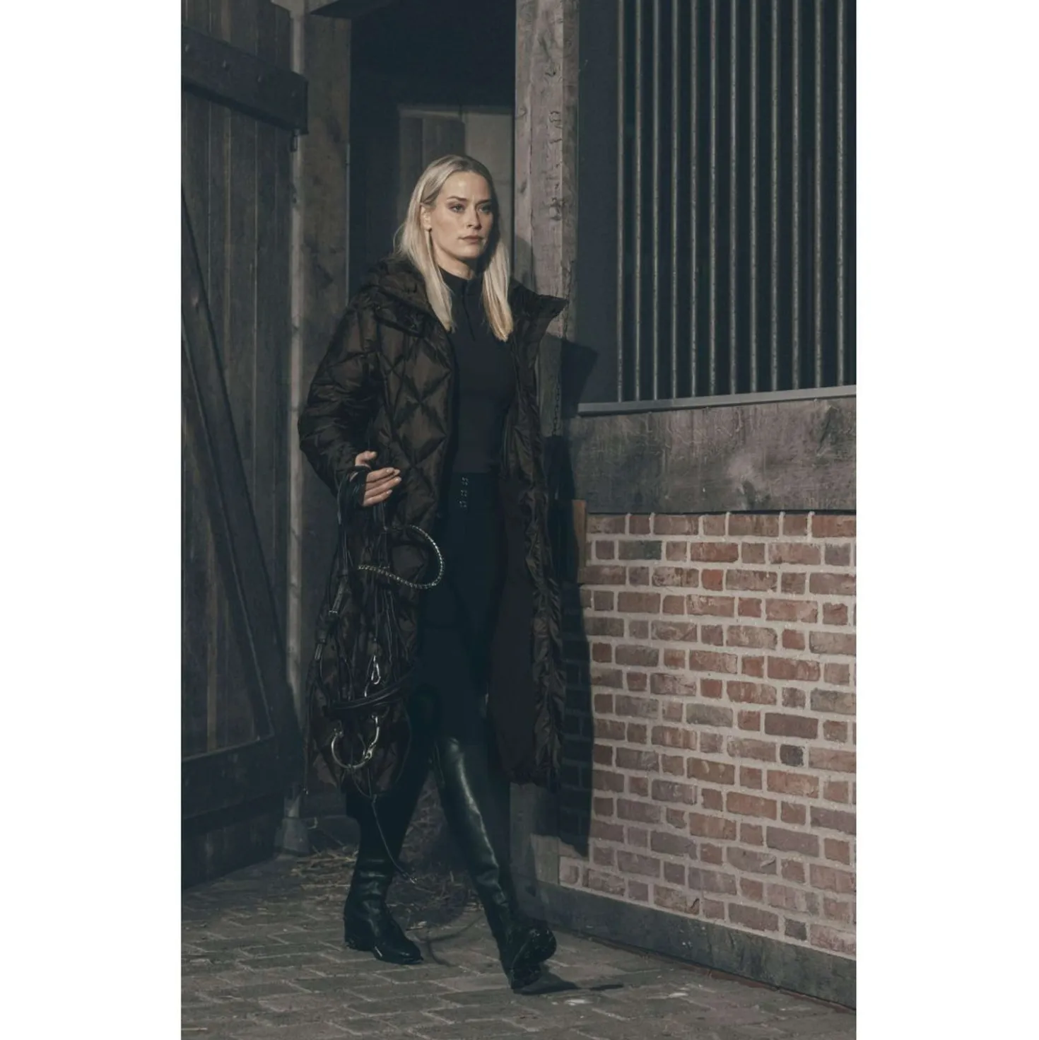 Pikeur Lange Jas QuiltDiamond Selection AW26 Chocolate Brown