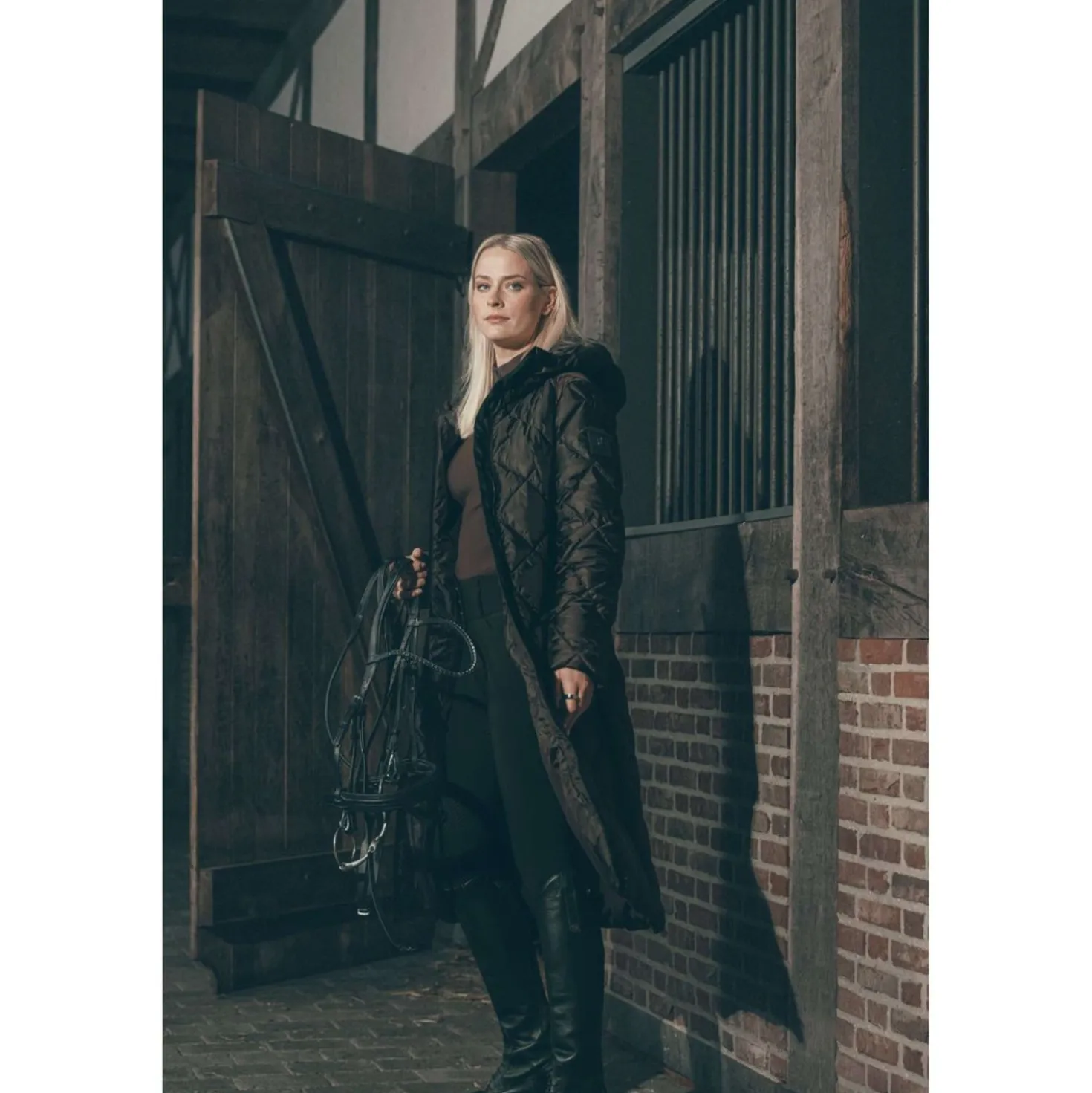 Pikeur Lange Jas QuiltDiamond Selection AW26 Chocolate Brown
