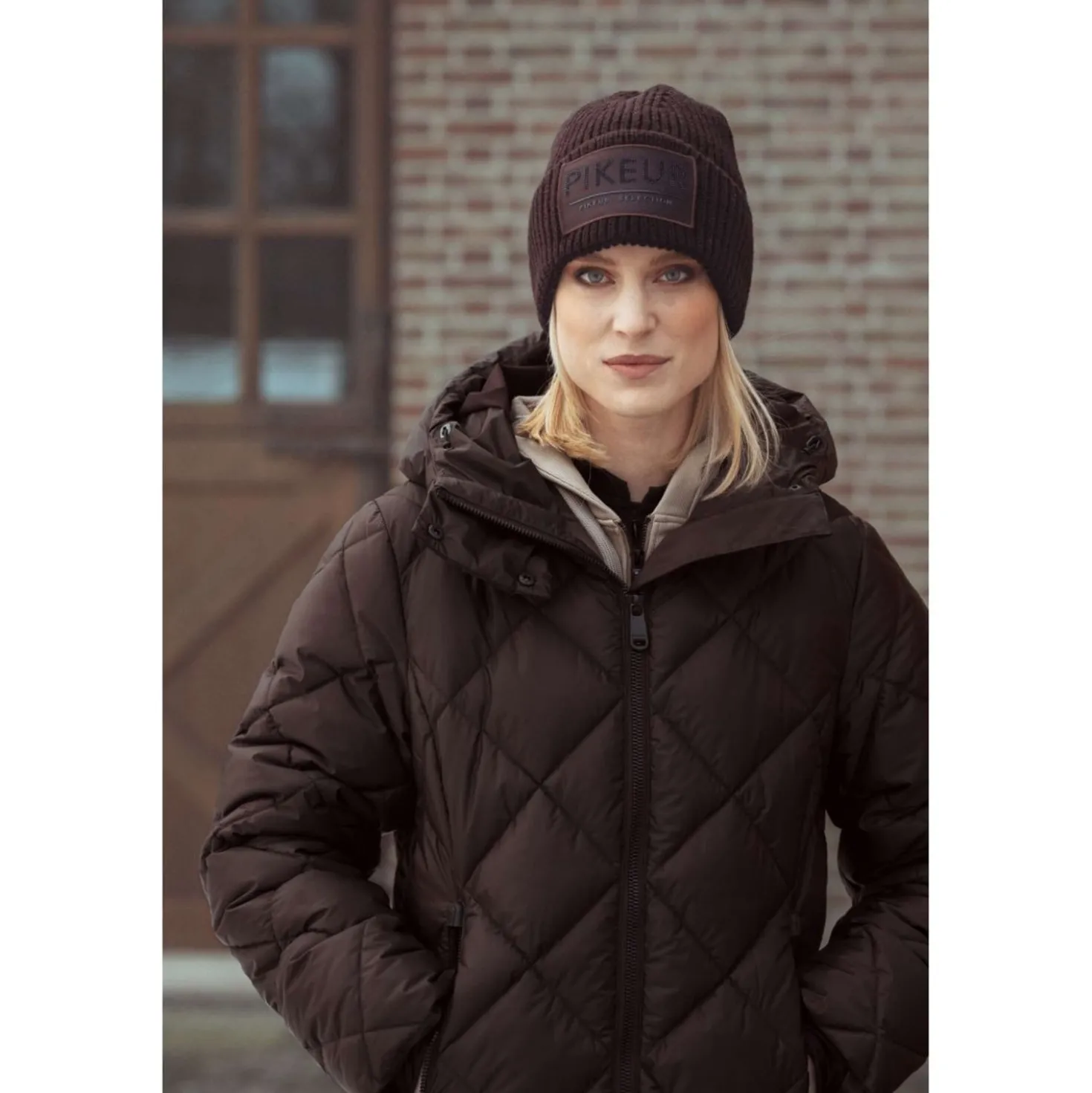 Pikeur Lange Jas QuiltDiamond Selection AW26 Chocolate Brown