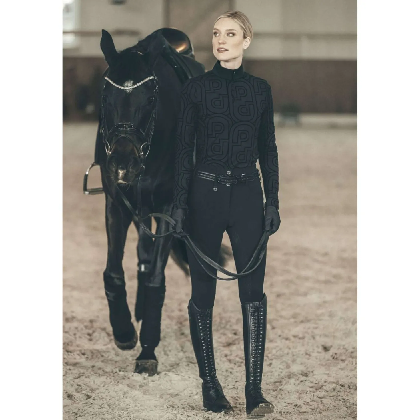 Pikeur Shirt Zip Print Selection AW26 Lange Mouwen Zwart