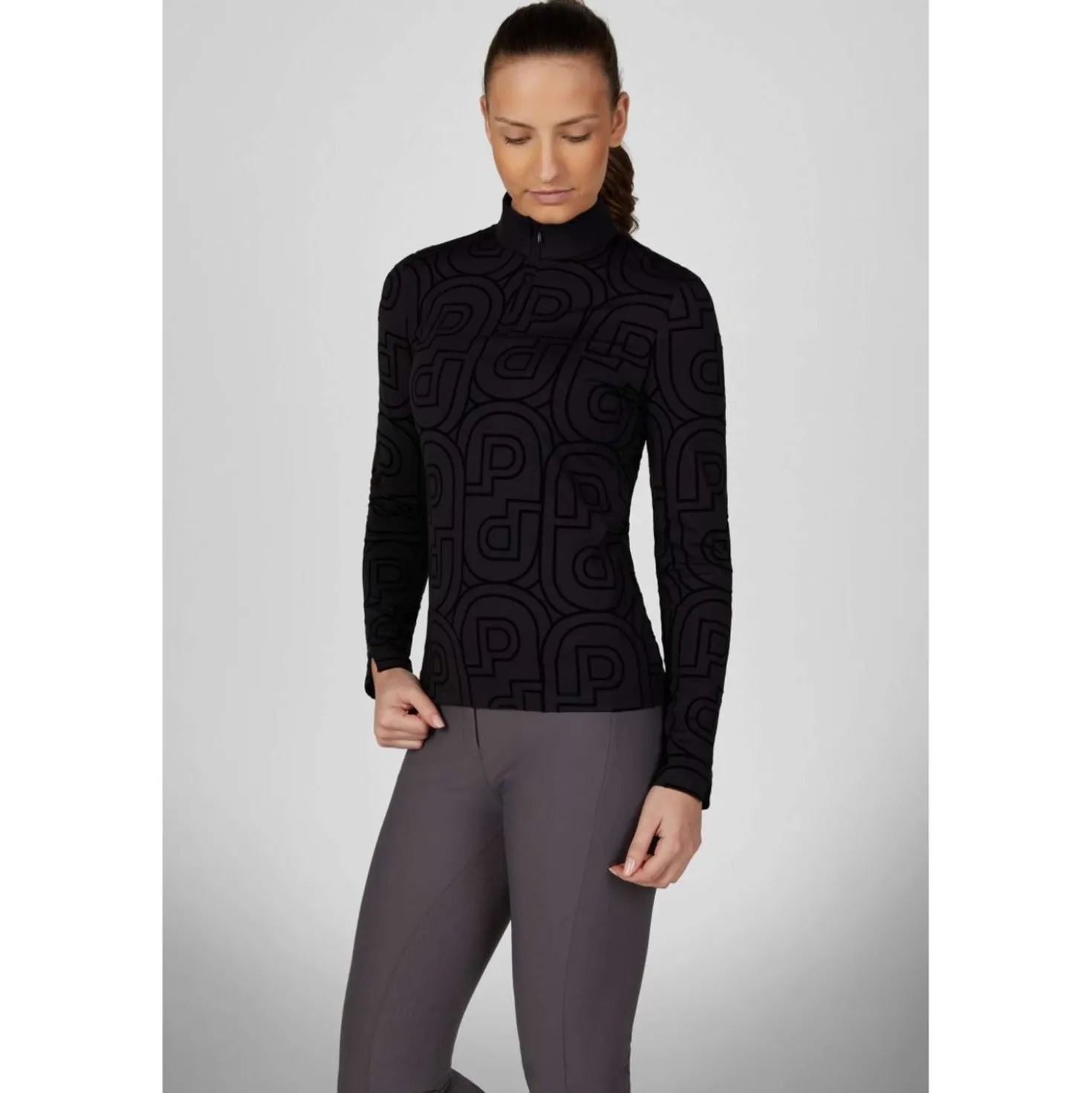 Pikeur Shirt Zip Print Selection AW26 Lange Mouwen Zwart